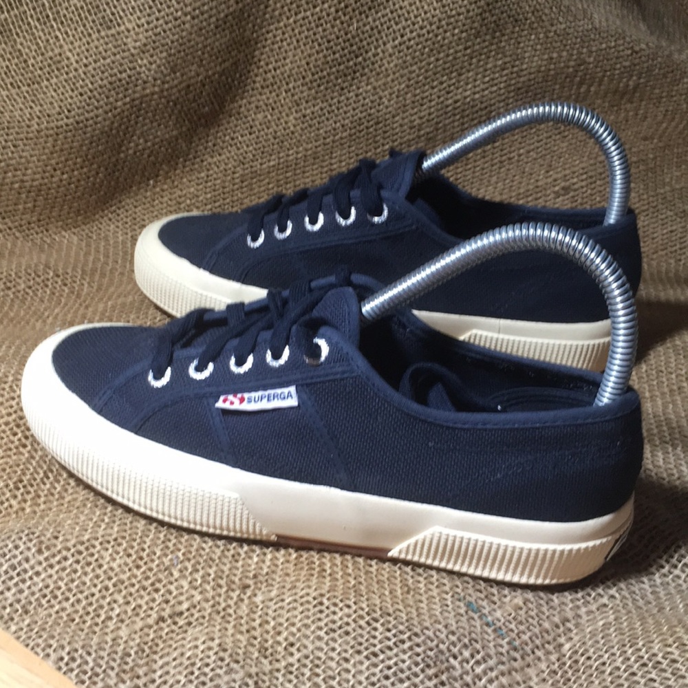 Superga Navy and Cream Canvas sneaker